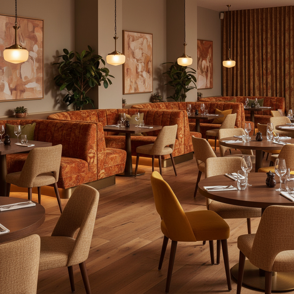 Tapicería de banquettes en restaurante